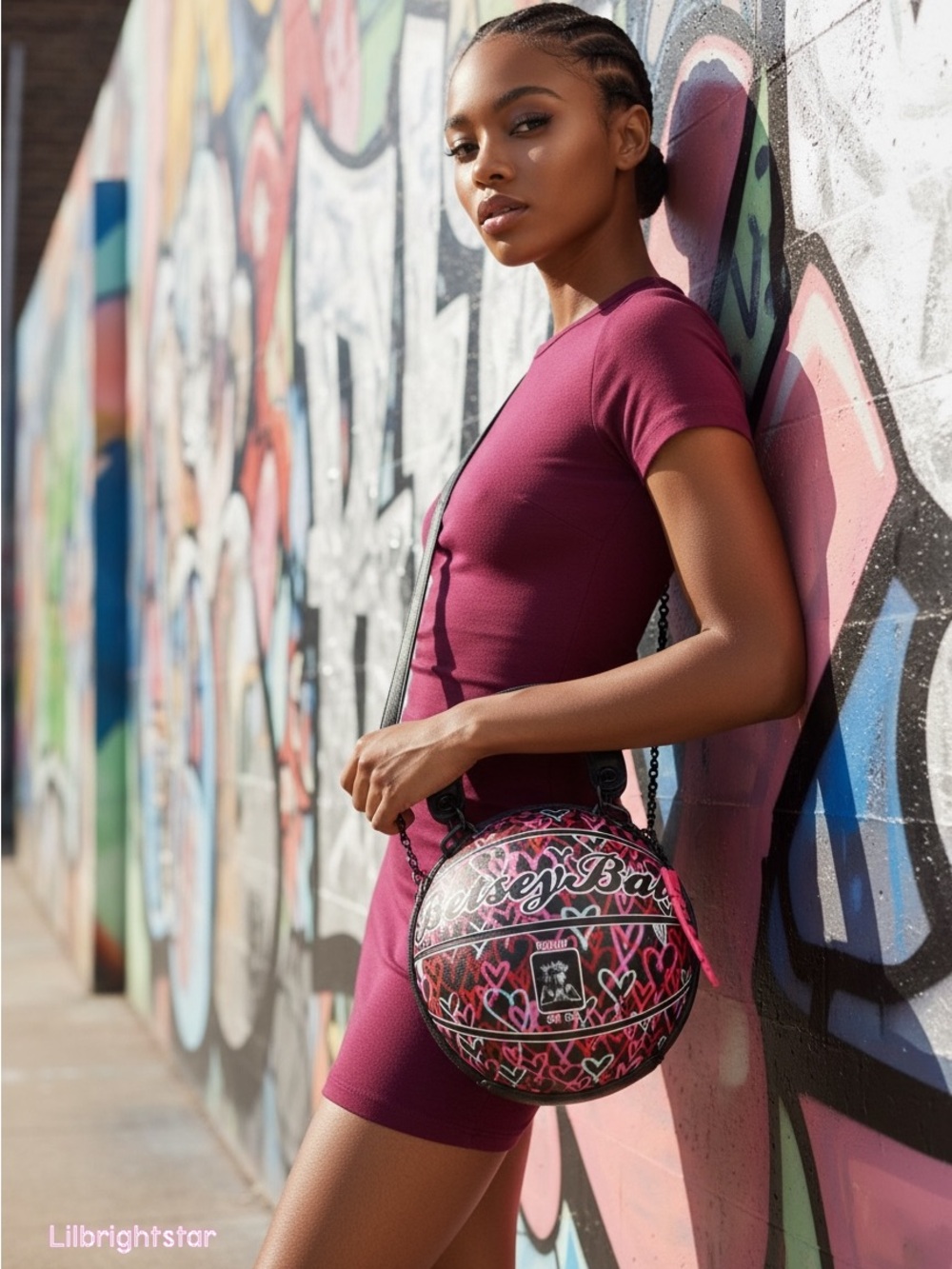 🏀 Kitsch Betsey Johnson Graffiti Hearts BasketBall Bag Multiway NWT